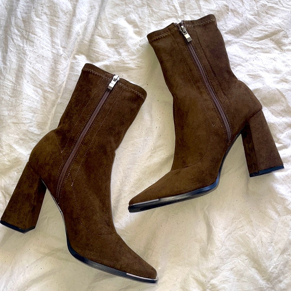 NEW Brown sock heel boots